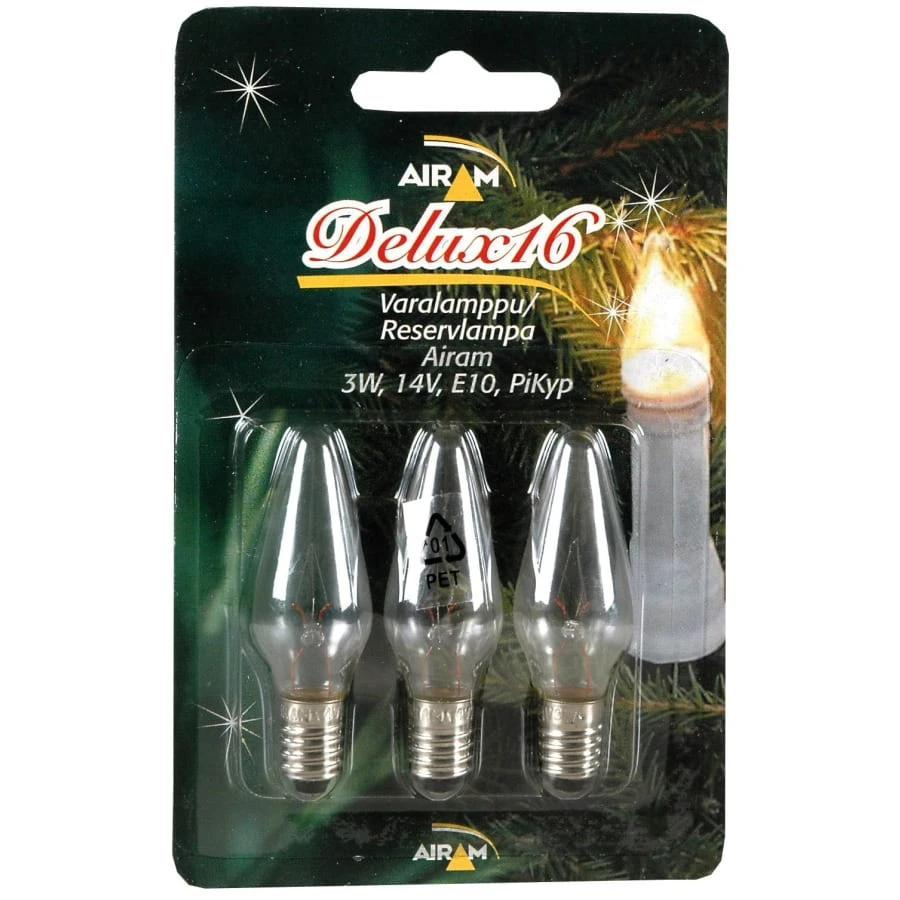 Airam 3 W 14V E10 3 Kpl Varalamppu 3 Airam 3 W 14V E10 3 Kpl Varalamppu