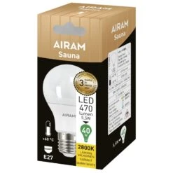 Airam E27 470lm Ledsaunalamppu -Airam Halpakauppa 6435200206367 2