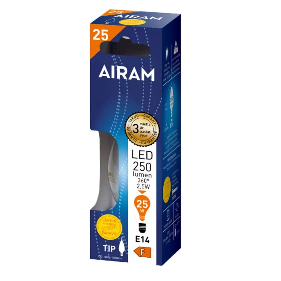 Airam E14 250 Lm Filamentti Pisara Led Kynttilälamppu 4 Airam E14 250 Lm Filamentti Pisara Led Kynttilälamppu - Image 2