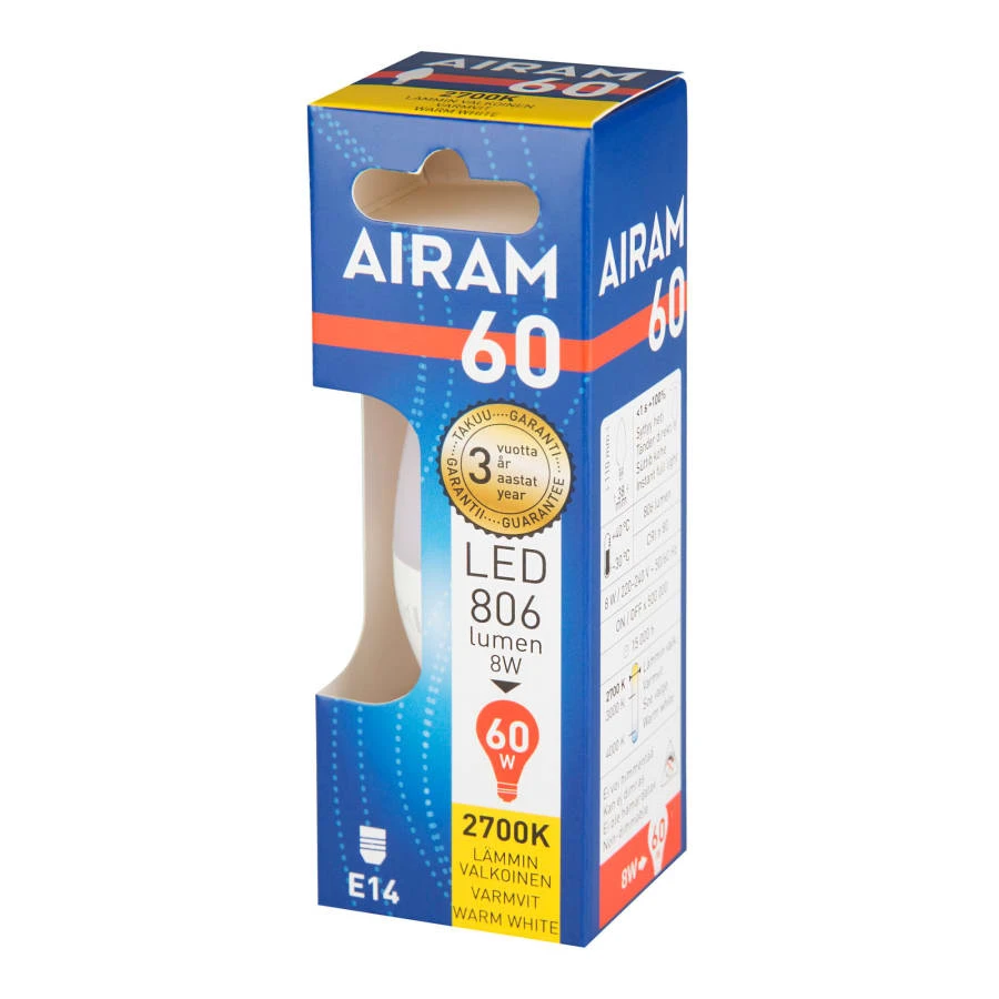 Airam E14 7,2W 2700K 806lm Led Kynttilälamppu 4 Airam E14 7,2W 2700K 806lm Led Kynttilälamppu - Image 2