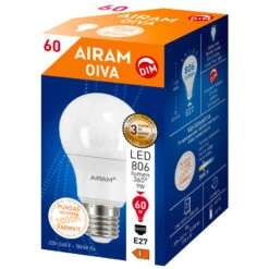 Airam Oiva E27 7,3W 3000K 806lm DIM Led Vakiolamppu